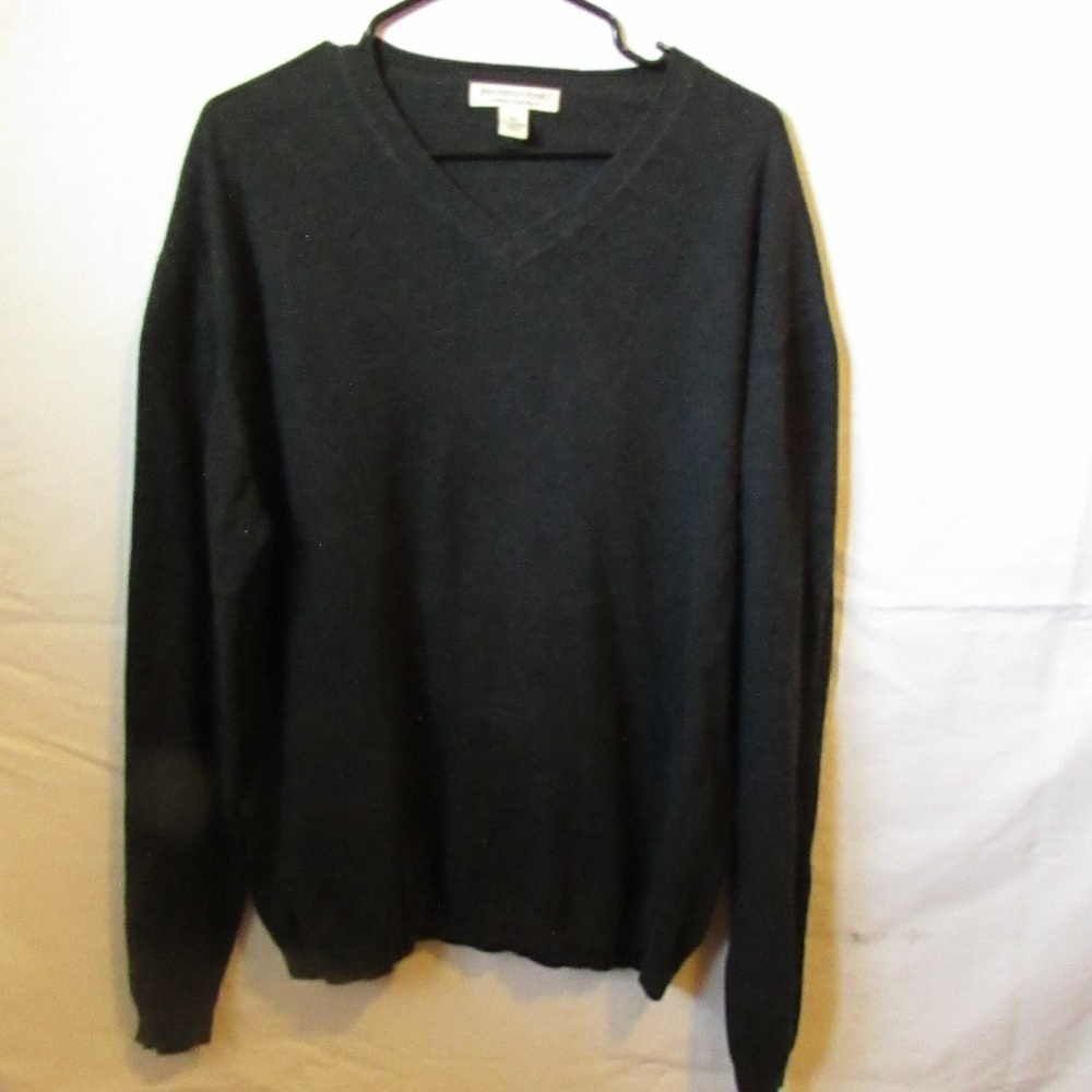 Pronto Uomo Black Cotton Cashmere V-Neck Sweater